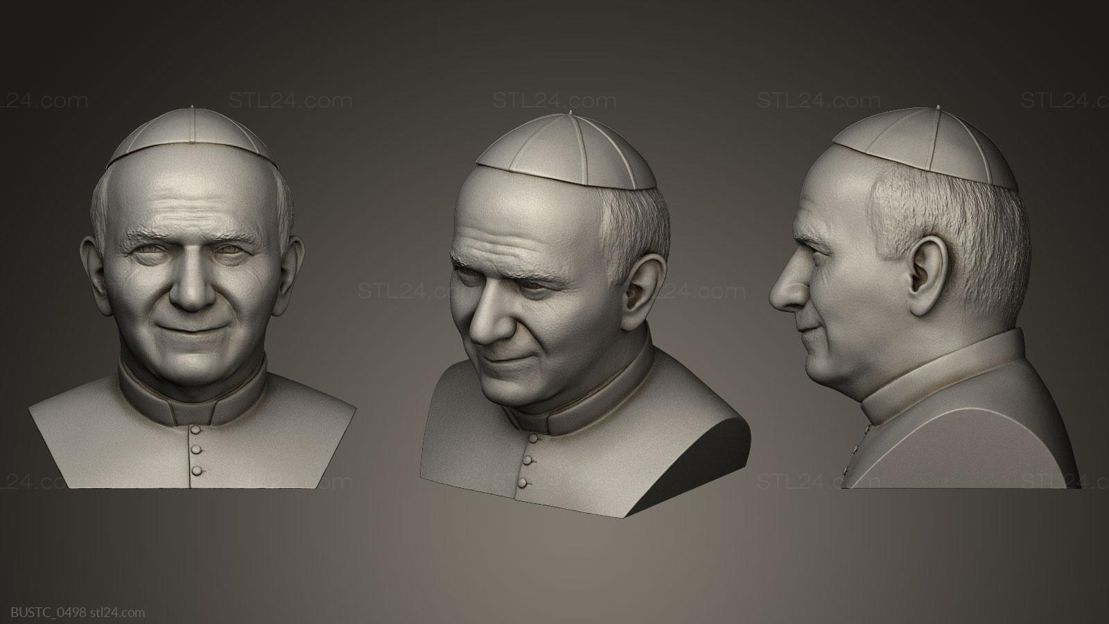 Бюсты и барельефы известных личностей (Папа Иоанн Павел II, BUSTC_0498) 3D модель для ЧПУ станка